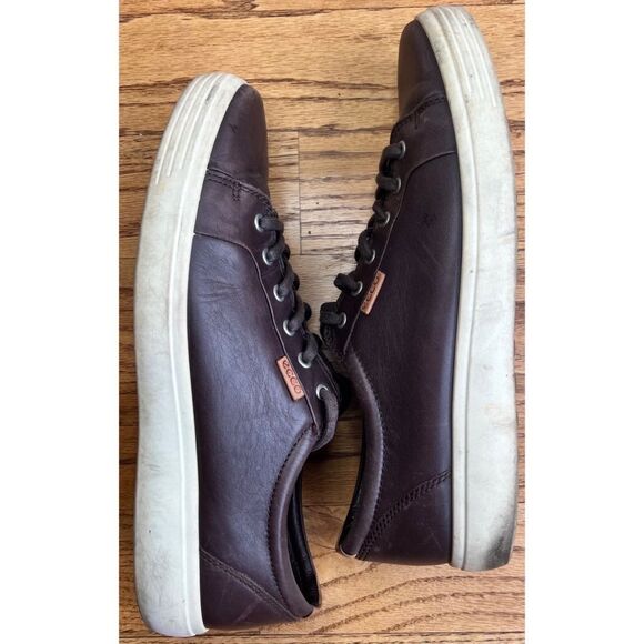 Ecco Soft 7 Brown Leather Low Top Lace Up Extra Width Sneaker Casual Shoe Sz 46 - Picture 10 of 13